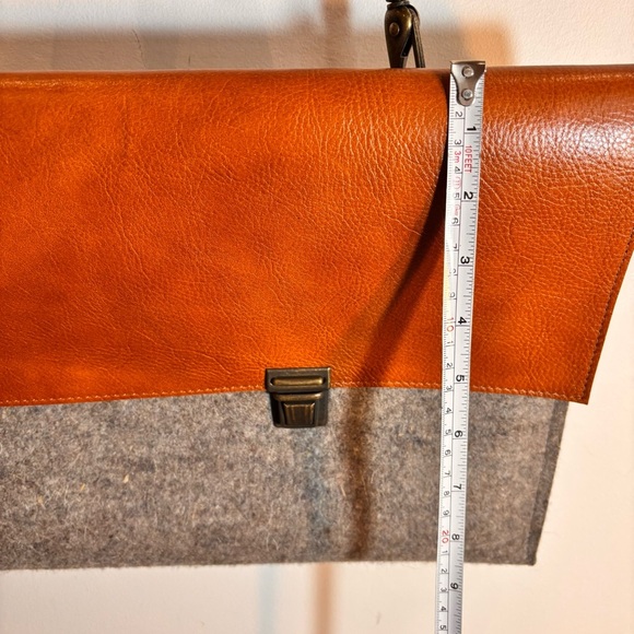 Messenger Leather Felt Brown and Gray Crossbody Bag Envelopes Style Unbranded - Picture 4 of 12